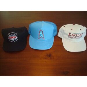 3PCT LOT OILERS RAMS EAGLES THE GAME  90S SNAPBACK GOLF HAT CAP VINTAGE EE3
